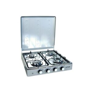 Itimat Table ou Fourno de cuisson à gaz de 4 feux en inox gris